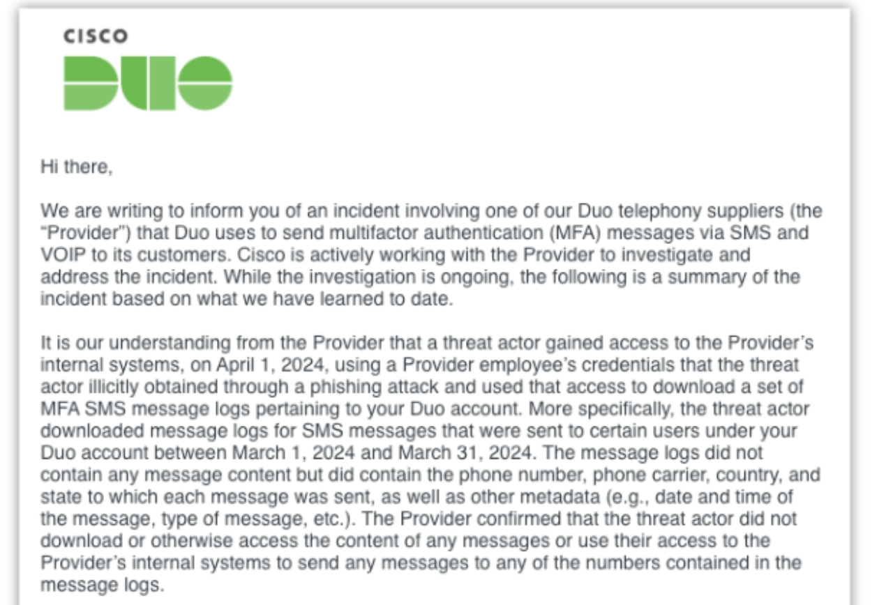 cisco duo data breach notification
