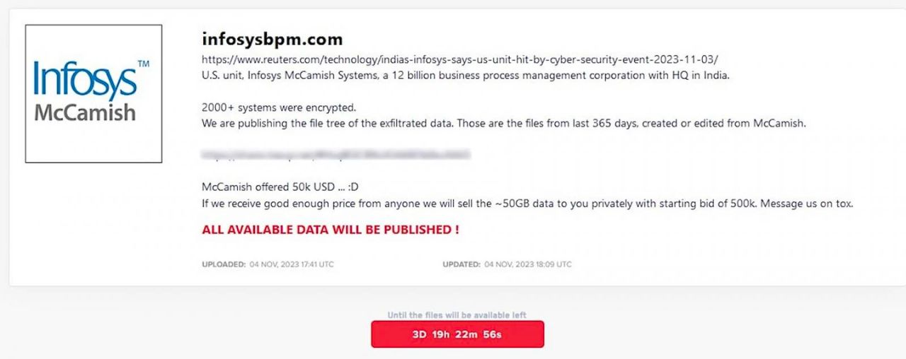 infosys data breach lockbit