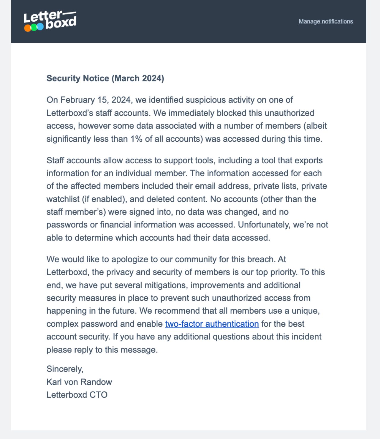 letterboxd cyber attack data breach notice