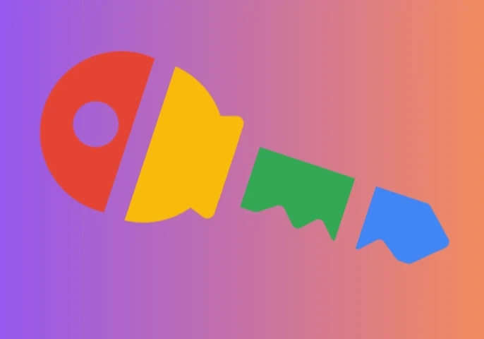 A logo depicting a colourful Google passkey.