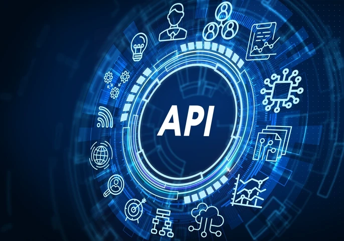 API in the middle of logos showing various application based systems