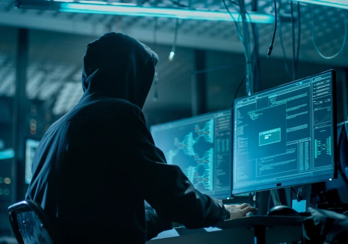 hacker completing a cyber attack