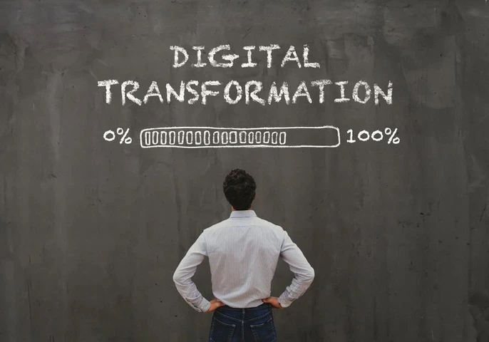 Man waiting for Digital Transformation to load