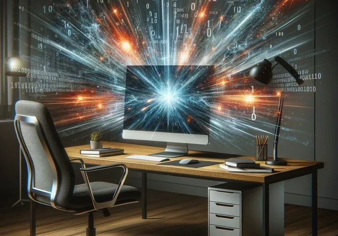 computer with AI explosion