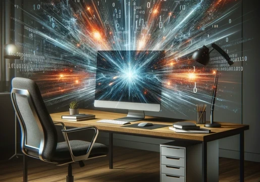 computer with AI explosion