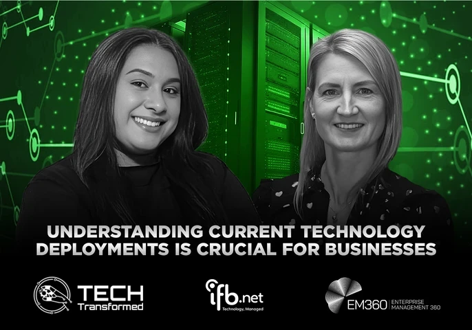 Jana Vidis of IFB and host Trisha Pillay discussing strategies for enterprises during the global 3G network shutdown on Tech Transformed podcast.