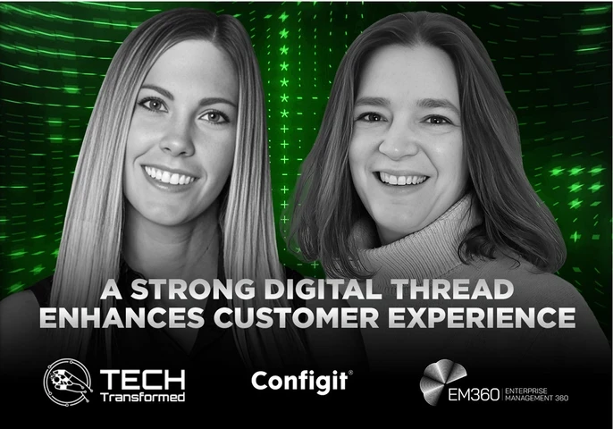 Christina Stathopoulos in conversation with Laura Beckwith, Director of Product Management at Configit, discussing digital threads, product data complexity, and configuration lifecycle management in manufacturing on the Tech Transformed podcast.