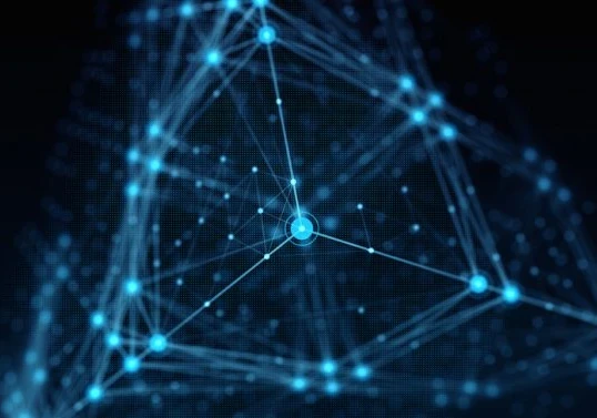 Neon colours showing a blockchain