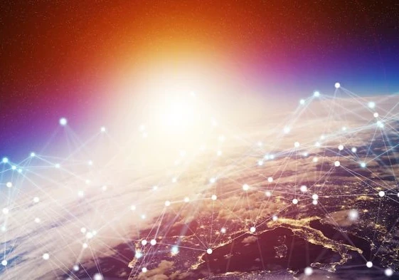 image showing earth from space with various connectors from country to country