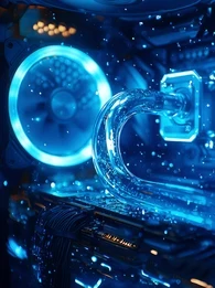 liquid cooling system in blue