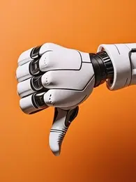AI robot arm with thumbs down