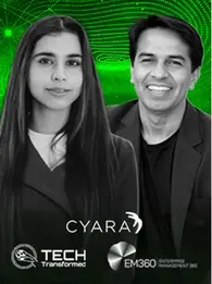 EM360Tech Tech Transformed podcast episode hosted by Shubhangi Dua, B2B Tech Journalist interviewing Rishi Rana, the CEO of Cyara about agentic ai, chatbots and real-time cx visibility