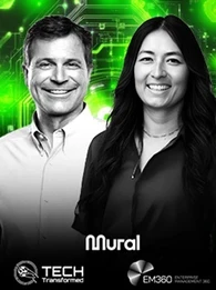 AI-powered canvas displaying a collaborative workflow with AI-generated visuals, customer journey maps, and team alignment indicators, enabling hybrid and remote teams to work efficiently.