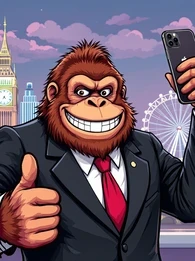 Orangutan in a Suit giving a thumbs up