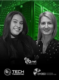 Jana Vidis of IFB and host Trisha Pillay discussing strategies for enterprises during the global 3G network shutdown on Tech Transformed podcast.