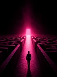 Neon labyrinth path to freedom