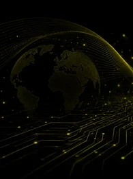 Header graphic for the EM360Tech article "Why Accessibility Is An Infrastructure Question". A glowing olive digital network overlays a black background with a dotted globe, flowing data lines, and circuit board patterns, representing resilient, connected infrastructure. The subtitle reads: "We look at why accessibility is moving beyond compliance and becoming a core part of infrastructure resilience and service delivery."
