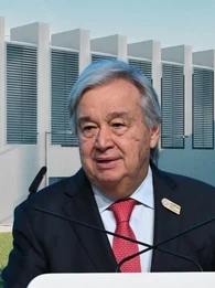 UN Secretary-General Antonio Guterres calls on AI firms to disclose their environmental impact and reduce their carbon footprint by powering data centres with renewable energy by 2030.