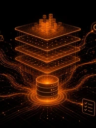 EM360Tech graphic titled “Why AI Success Depends On Data Foundations”. The image shows a layered, glowing orange data architecture on a black background, with interconnected data flows, database icons, network structures, and enterprise technology symbols. Streams of data connect through multiple platform layers, illustrating how AI systems rely on strong data foundations. Text reads: “We show why AI-ready data foundations are becoming a bigger differentiator than model choice in enterprise AI.” 
