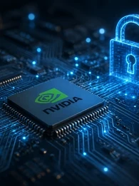 EM360Tech header graphic showing an NVIDIA AI chip on a circuit board with a glowing digital padlock above it, representing AI security and cybersecurity. The image includes the headline: "Nvidia Launches Open Secure AI Alliance After Hugging Face Breach".
