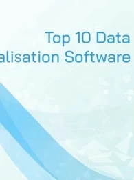 Blue and white graphic with swirls showing the words "Top 10 Data Virtualisation Software"