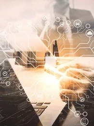 Mindmap line drawing in the shape of the human brain showcasing AI