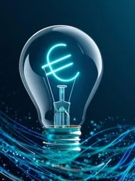 A lightbulb with the Euro sign in the middle 