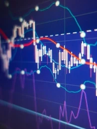 Stocks graph show Dow Jones shares dropping