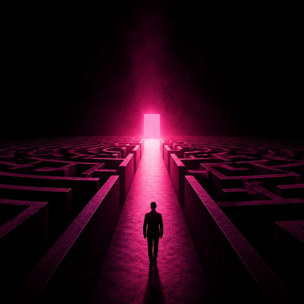 Neon labyrinth path to freedom
