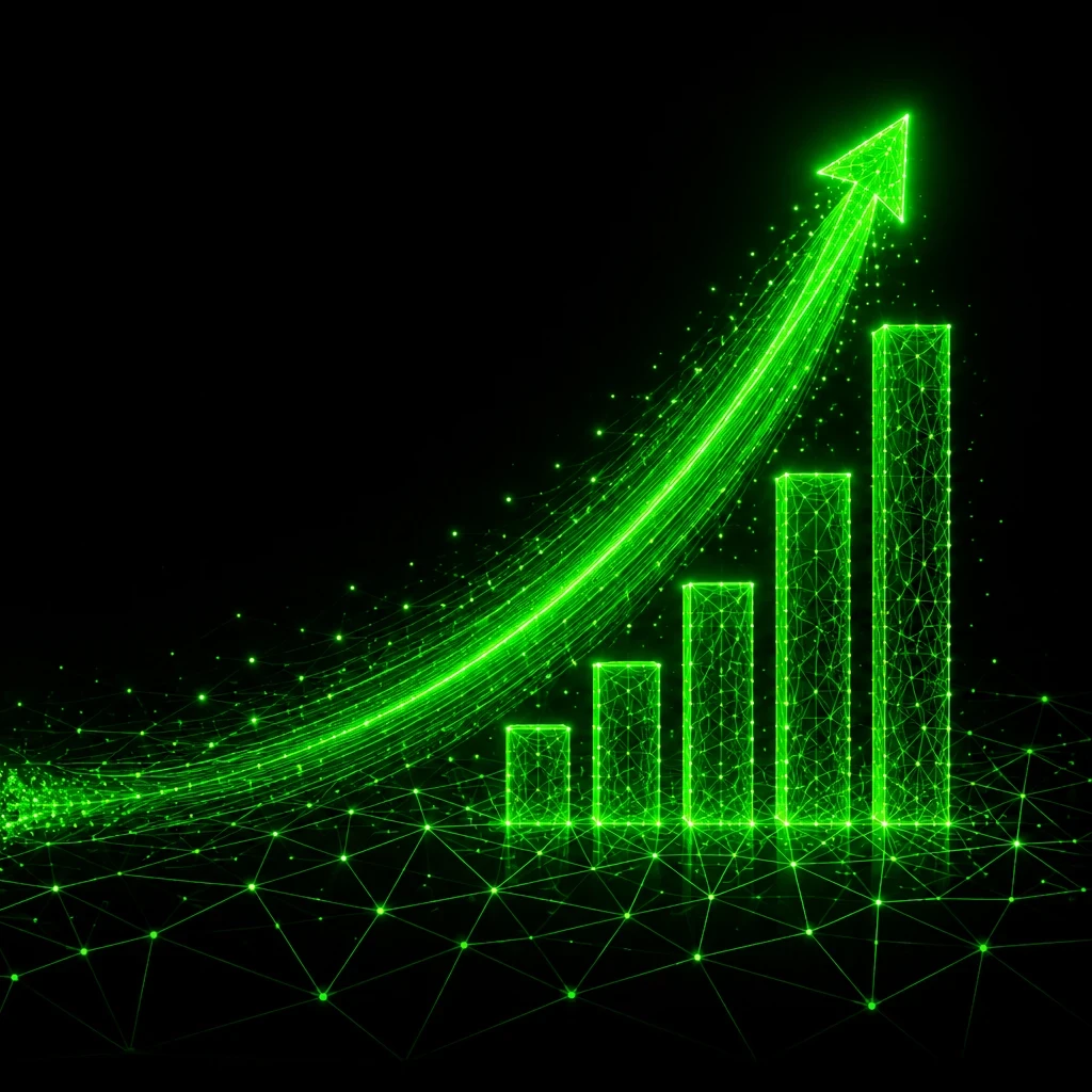 EM360Tech article header titled “From Cost Centre To Profit Centre With AI”. The image features a black background with glowing green digital bar charts, a rising upward trend line, and a connected data network grid. The visual represents AI-driven business growth, value creation, performance measurement, and the transition from operational cost management to revenue and profit generation. Visible text states: “We look at how AI teams move beyond delivery metrics and prove measurable business value to execu