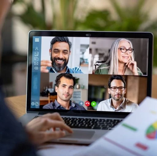 Someone on a video conference with four other people