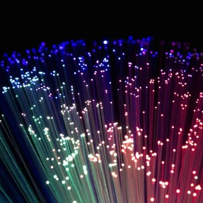 Fibre optic cables in rainbow colours