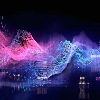 Neon graphs showing peaks and troughs