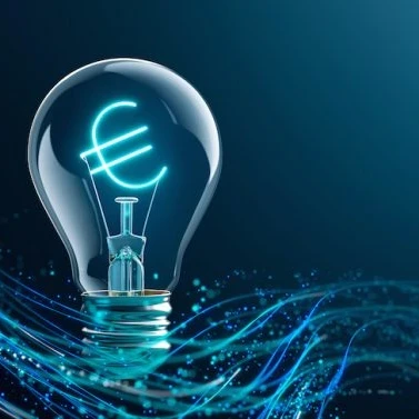 A lightbulb with the Euro sign in the middle 