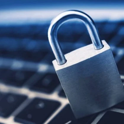image showing a padlock in front of a keyboard