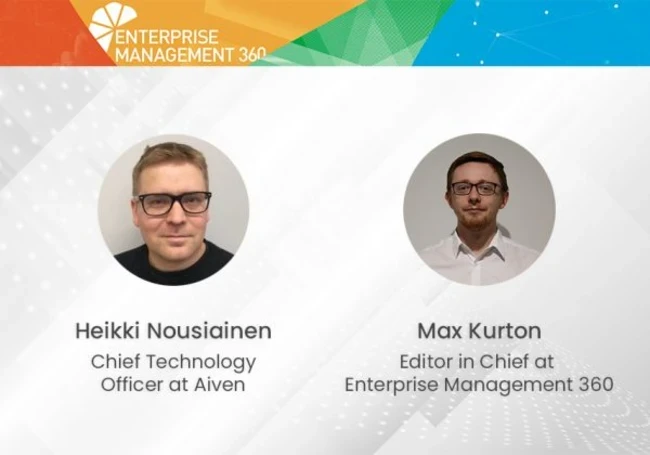 Podcast banner featuring Heikki Nousiainen and Max Kurton at EM360Tech
